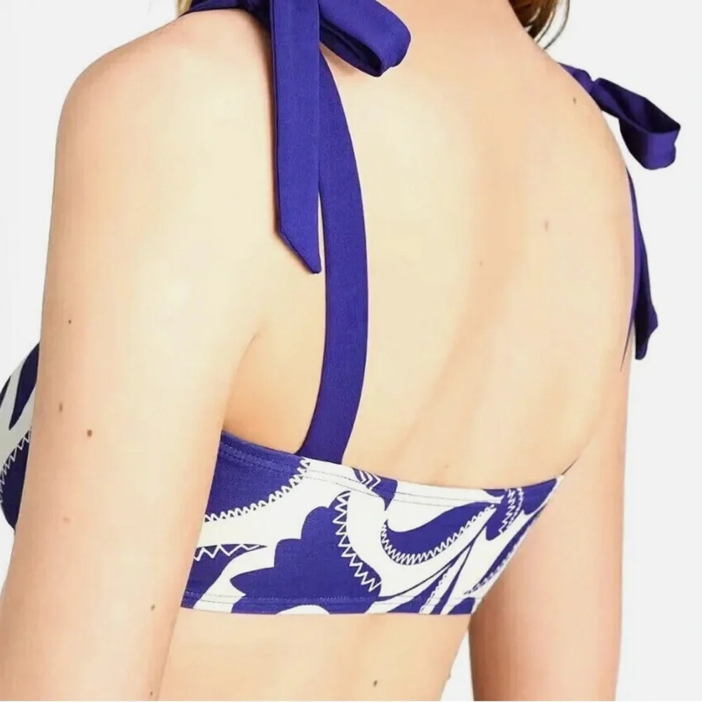 NWT Kate Spade Blue Berry zig zag Floral Bikini Set